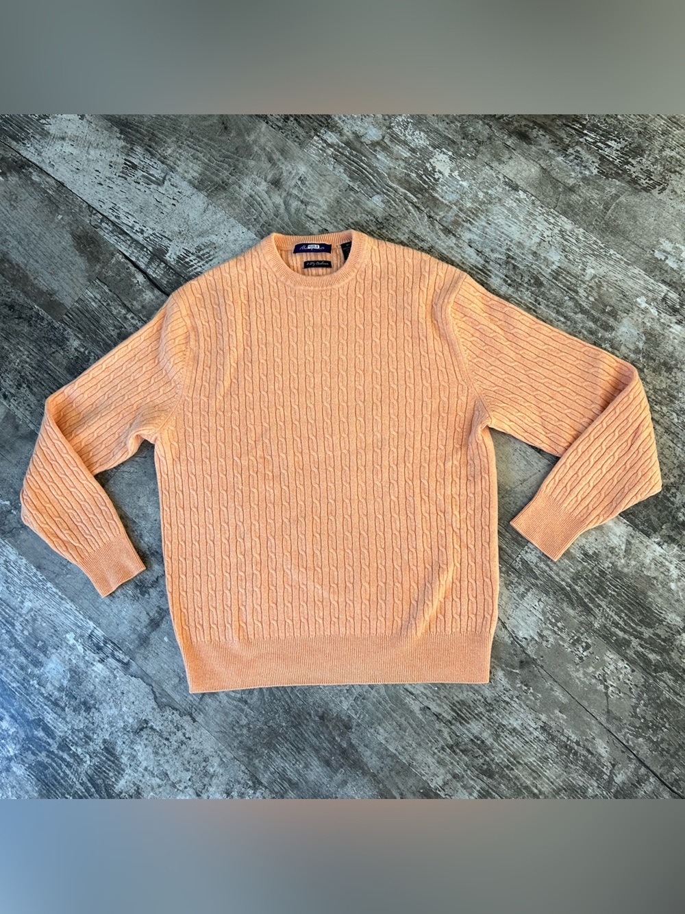 Womens Cashmere Sweater Medium 2 Ply Orange Cable Knit Fall Casual Work Office
